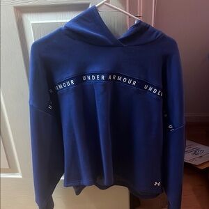 Under Armour Blue Hoodie, slightly cropped